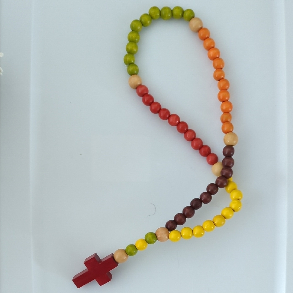 Colorful Wooden Bead Kids Rosary